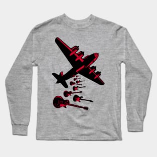 Guitar Bomber Dropping Rock Bombs Long Sleeve T-Shirt